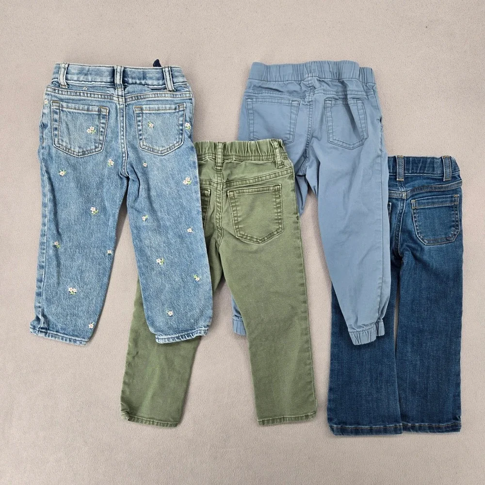 Toddler Girls Pants Lot Size 3T Cat & Jack GAP Denim Jeans Joggers 4 Piece